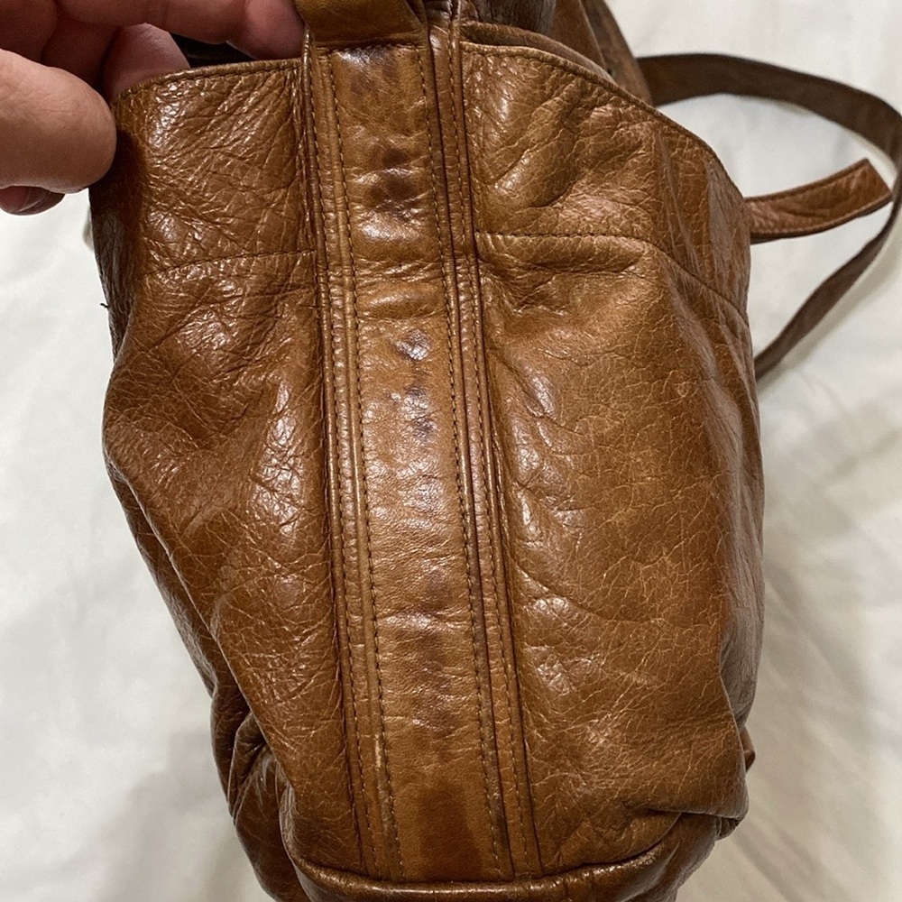 Not Rational Large Diaper/Day Brown Leather Bag with Adjustable Straps - Picture 10 of 11